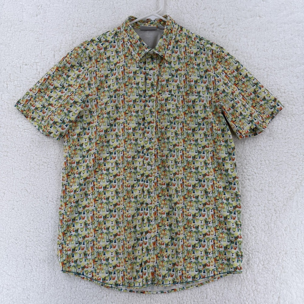 Projek Raw Shirt Mens Medium Multicolor Cocktail Drink Print Button Front Casual